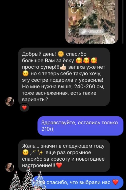 Отзыв клиента о покупке ели